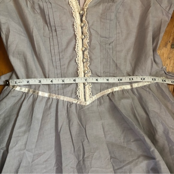 Blue 1970's Vintage Gunne Sax Puff Sleeve Victorian Prairie Dress Size S/M - Picture 9 of 10